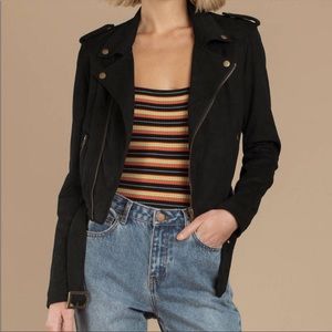 NWOT Tobi Ride On Black Faux Suede Moto Jacket